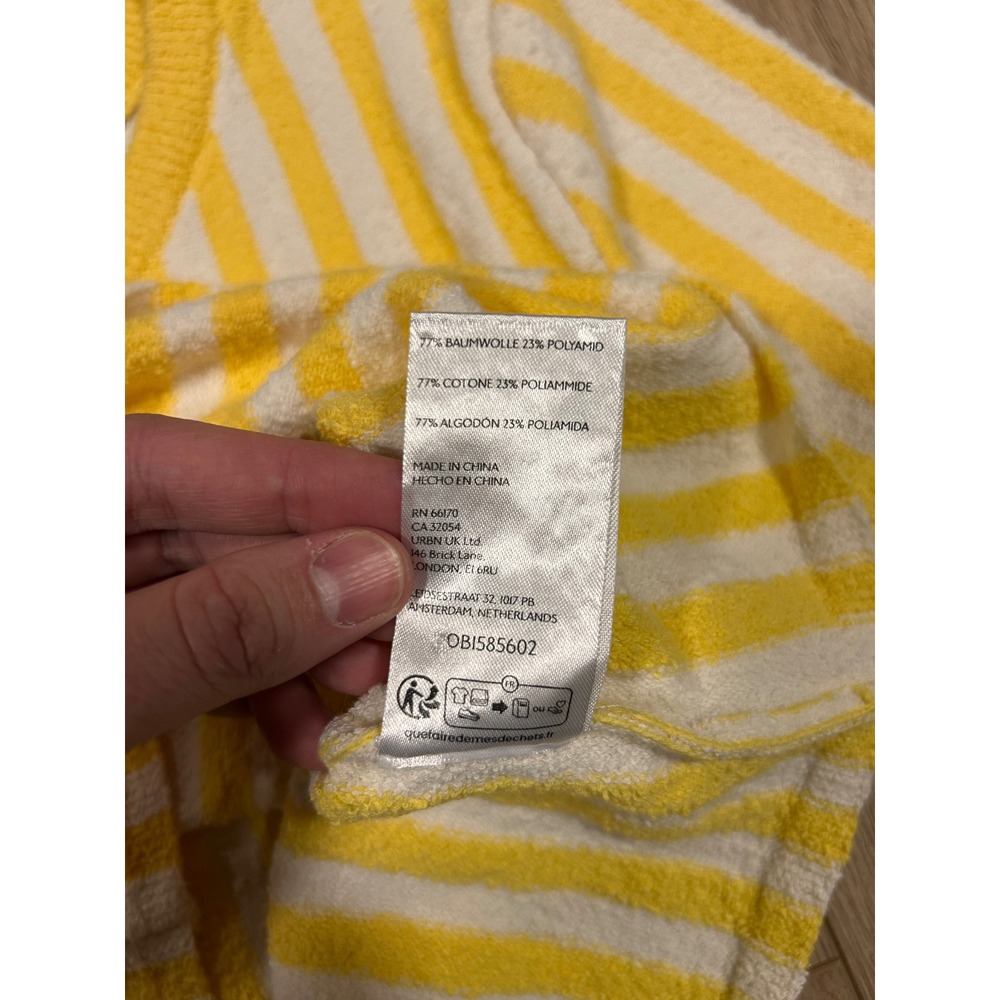 Free People Beach Womens Yellow White Striped Terry Knit Crop Top OB1585602 L - Picture 4 of 6